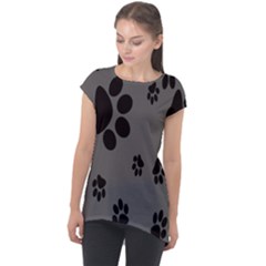 Dog Foodprint Paw Prints Seamless Background And Pattern Cap Sleeve High Low Top by Ket1n9