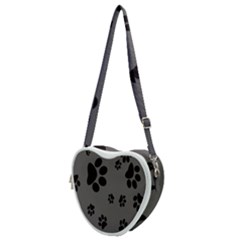 Dog Foodprint Paw Prints Seamless Background And Pattern Heart Shoulder Bag by Ket1n9