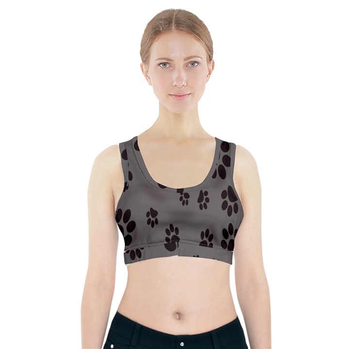 Dog Foodprint Paw Prints Seamless Background And Pattern Sports Bra With Pocket