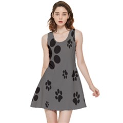 Dog Foodprint Paw Prints Seamless Background And Pattern Inside Out Reversible Sleeveless Dress by Ket1n9