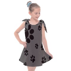 Dog Foodprint Paw Prints Seamless Background And Pattern Kids  Tie Up Tunic Dress by Ket1n9