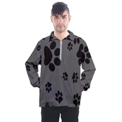 Dog Foodprint Paw Prints Seamless Background And Pattern Men s Half Zip Pullover by Ket1n9