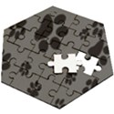 Dog Foodprint Paw Prints Seamless Background And Pattern Wooden Puzzle Hexagon View2