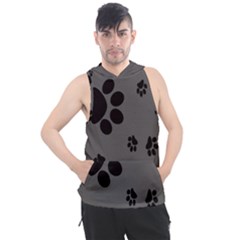 Dog Foodprint Paw Prints Seamless Background And Pattern Men s Sleeveless Hoodie by Ket1n9