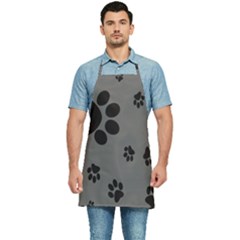 Dog Foodprint Paw Prints Seamless Background And Pattern Kitchen Apron by Ket1n9