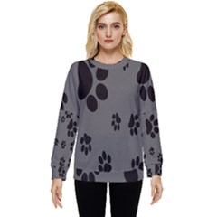 Dog Foodprint Paw Prints Seamless Background And Pattern Hidden Pocket Sweatshirt by Ket1n9