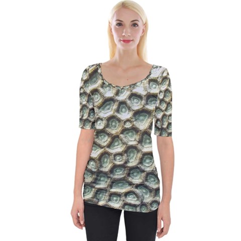 Ocean Pattern Wide Neckline T-shirt by Ket1n9