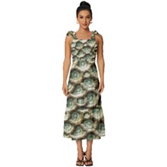 Ocean Pattern Tie-strap Tiered Midi Chiffon Dress by Ket1n9