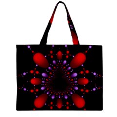 Fractal Red Violet Symmetric Spheres On Black Zipper Mini Tote Bag by Ket1n9