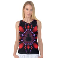 Fractal Red Violet Symmetric Spheres On Black Women s Basketball Tank Top by Ket1n9