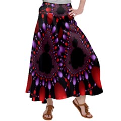 Fractal Red Violet Symmetric Spheres On Black Women s Satin Palazzo Pants by Ket1n9