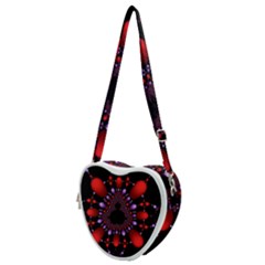 Fractal Red Violet Symmetric Spheres On Black Heart Shoulder Bag by Ket1n9