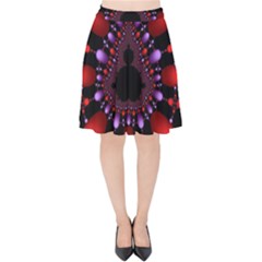 Fractal Red Violet Symmetric Spheres On Black Velvet High Waist Skirt by Ket1n9