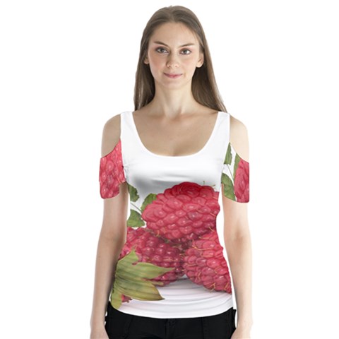 Fruit Healthy Vitamin Vegan Butterfly Sleeve Cutout T-shirt  by Ket1n9