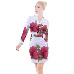 Fruit Healthy Vitamin Vegan Button Long Sleeve Dress by Ket1n9