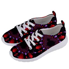 Fractal Red Violet Symmetric Spheres On Black Women s Lightweight Sports Shoes by Ket1n9