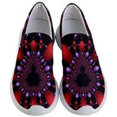 Fractal Red Violet Symmetric Spheres On Black Women s Lightweight Slip Ons by Ket1n9