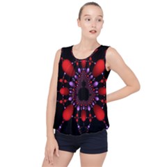 Fractal Red Violet Symmetric Spheres On Black Bubble Hem Chiffon Tank Top by Ket1n9