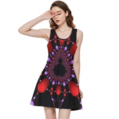 Fractal Red Violet Symmetric Spheres On Black Inside Out Racerback Dress by Ket1n9