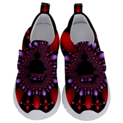 Fractal Red Violet Symmetric Spheres On Black Kids  Velcro No Lace Shoes by Ket1n9