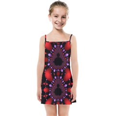 Fractal Red Violet Symmetric Spheres On Black Kids  Summer Sun Dress by Ket1n9