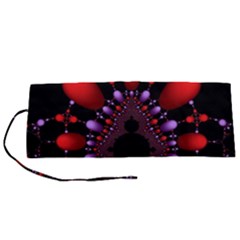 Fractal Red Violet Symmetric Spheres On Black Roll Up Canvas Pencil Holder (s) by Ket1n9