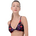 Fractal Red Violet Symmetric Spheres On Black Knot Up Bikini Top View1