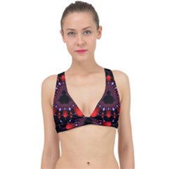 Fractal Red Violet Symmetric Spheres On Black Classic Banded Bikini Top by Ket1n9