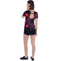 Fractal Red Violet Symmetric Spheres On Black Back Circle Cutout Sports T-Shirt View2