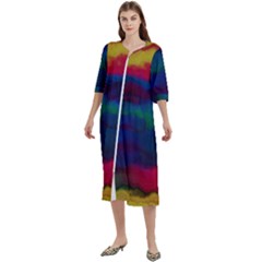 Watercolour Color Background Women s Cotton 3/4 Sleeve Night Gown by Ket1n9