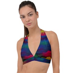 Watercolour Color Background Halter Plunge Bikini Top by Ket1n9