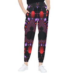 Fractal Red Violet Symmetric Spheres On Black Women s Tapered Pants by Ket1n9