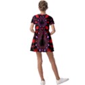 Fractal Red Violet Symmetric Spheres On Black Kids  Short Sleeve Pinafore Style Dress View2