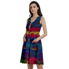 Watercolour Color Background Sleeveless Dress With Pocket