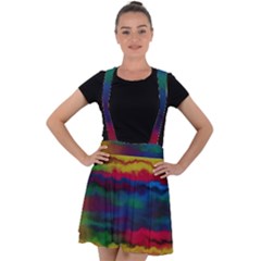 Watercolour Color Background Velvet Suspender Skater Skirt