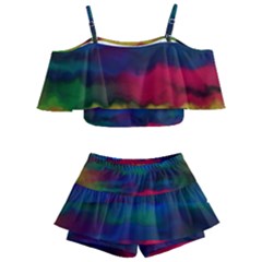 Watercolour Color Background Kids  Off Shoulder Skirt Bikini