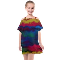 Watercolour Color Background Kids  One Piece Chiffon Dress by Ket1n9