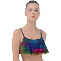 Watercolour Color Background Frill Bikini Top by Ket1n9