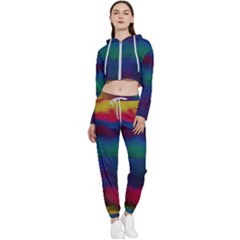 Watercolour Color Background Cropped Zip Up Lounge Set by Ket1n9