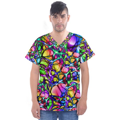 Network Nerves Nervous System Line Men s V-neck Scrub Top by Ket1n9