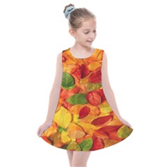 Leaves Texture Kids  Summer Dress by Ket1n9