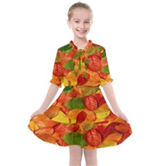 Leaves Texture Kids  All Frills Chiffon Dress by Ket1n9