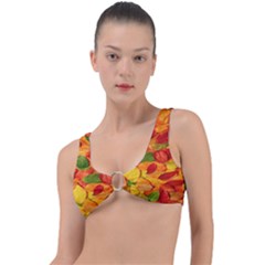 Leaves Texture Ring Detail Bikini Top by Ket1n9