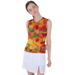 Leaves Texture Women s Sleeveless Sports Top by Ket1n9