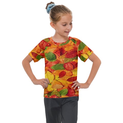 Leaves Texture Kids  Mesh Piece T-shirt by Ket1n9