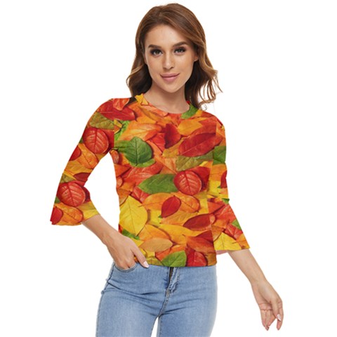 Leaves Texture Bell Sleeve Top by Ket1n9