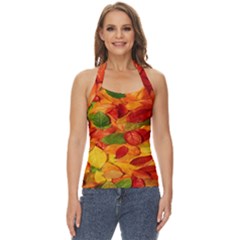 Leaves Texture Basic Halter Top by Ket1n9