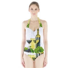 White Wine Red Wine The Bottle Halter Swimsuit by Ket1n9