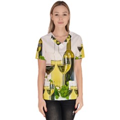 White Wine Red Wine The Bottle Women s V-neck Scrub Top by Ket1n9