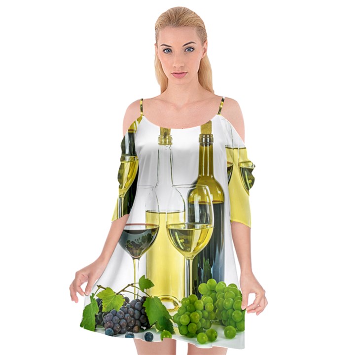 White Wine Red Wine The Bottle Cutout Spaghetti Strap Chiffon Dress